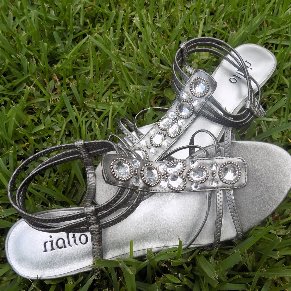 Jeweled Silver Heels